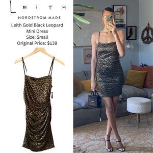 Leith Gold Black Leopard Mini Dress